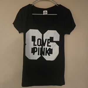 Victoria Secret PINK Black Short Sleeve Tee/Shirt